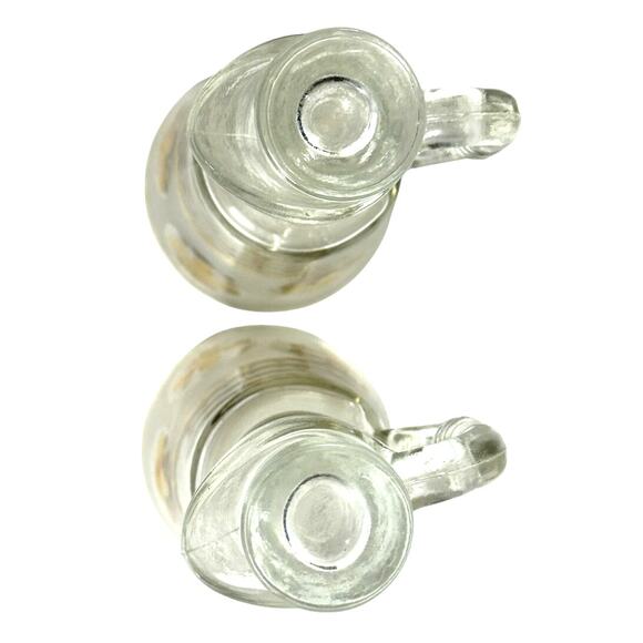 Anchor Hocking Starlyte Clear Gold Fleur de Lis Vintage Oil & Vinegar Cruet Set - Picture 5 of 7